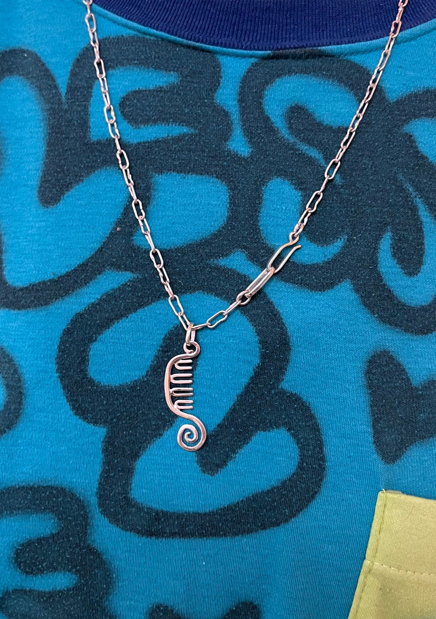 spiral comb pendant and chain
