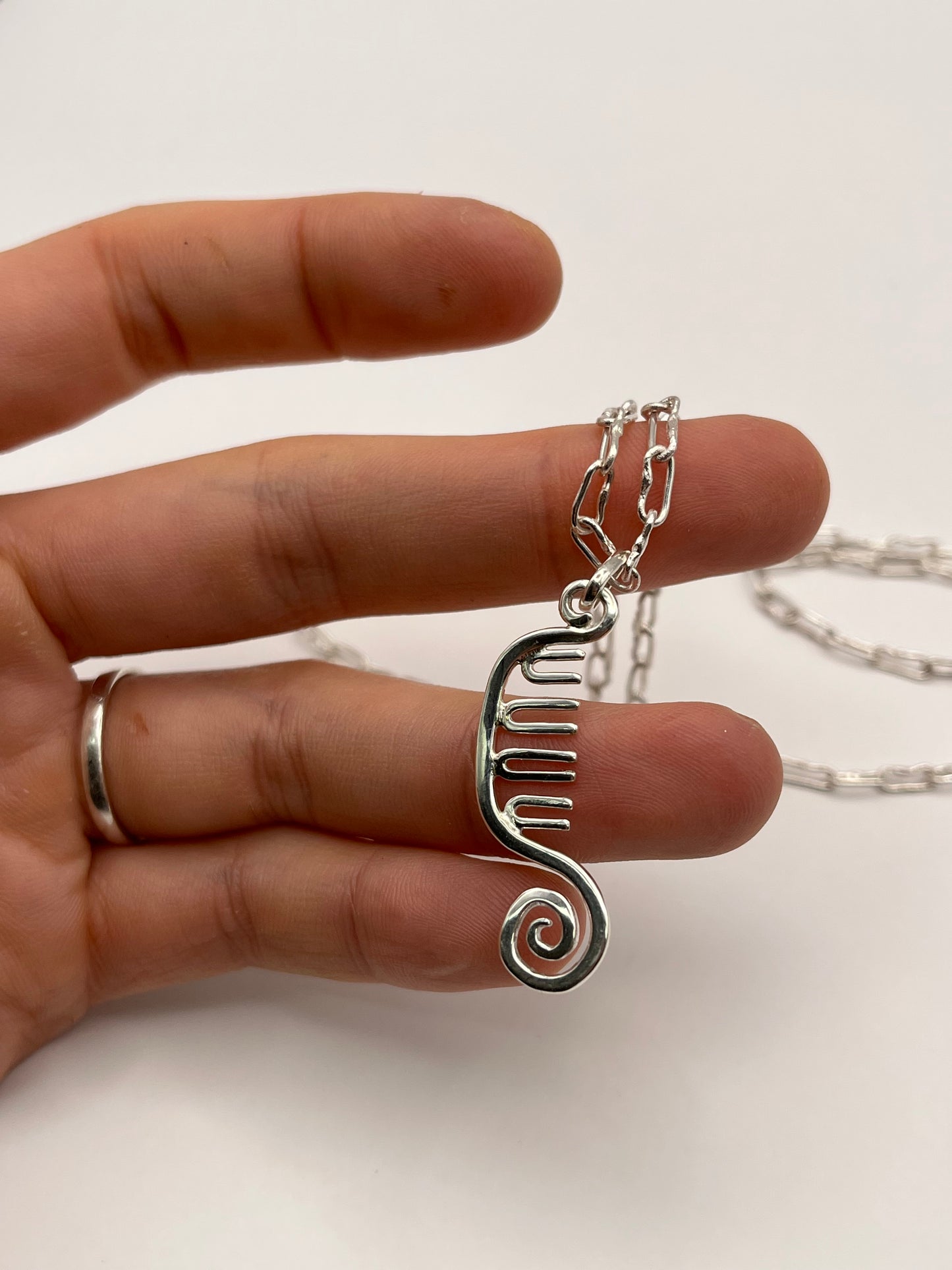 spiral comb pendant and chain