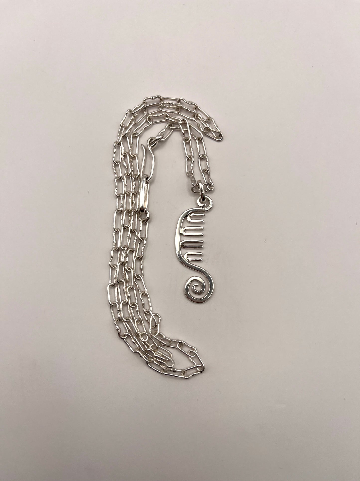 spiral comb pendant and chain