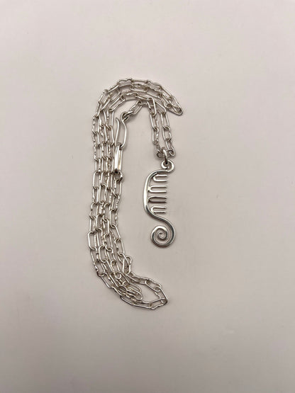 spiral comb pendant and chain