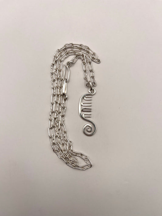 spiral comb pendant and chain